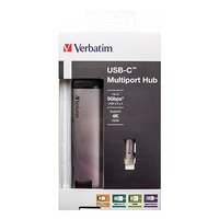 USB (3.1) hub 5-port, 49141, šedá, délka kabelu 15cm, Verbatim, adaptér USB C na USB C, 1x USB A, HD