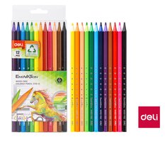 Pastelky DELI bezdev estihrann celobarevn 12 barev Enovation EC110-12