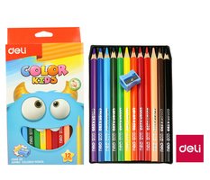 Pastelky DELI trojhrann JUMBO 12 barev Color Kids EC00600
