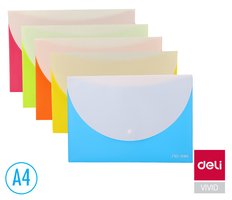 Obal spisov s klopou a drukem double A4 s kapsou RIO DELI E38977 mix