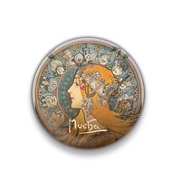 Magnet Alfons Mucha - Zodiak, kulat, 5 cm