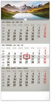 Nástěnný kalendář 3měsíční Krajina šedý – s českými jmény 2023, 29,5 × 43 cm