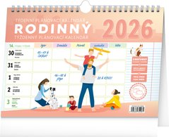 NOTIQUE Týdenní rodinný plánovací kalendář s háčkem 2026, 30 x 21 cm