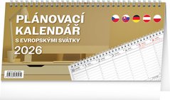 NOTIQUE Stoln kalend Plnovac s evropskmi svtky 2026, 25 x 12,5 cm