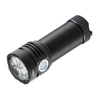 LED dobjec baterka, 1x4000 mAh, hlink, ern, funkce zoom, 3 druhy svcen,IPX4, USB do